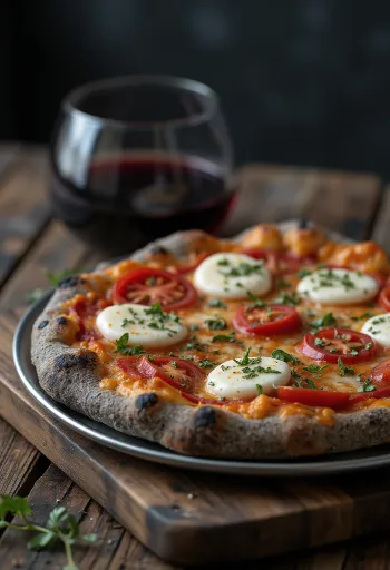 Pizza di Grano Arso av brent korn og med italienske oster