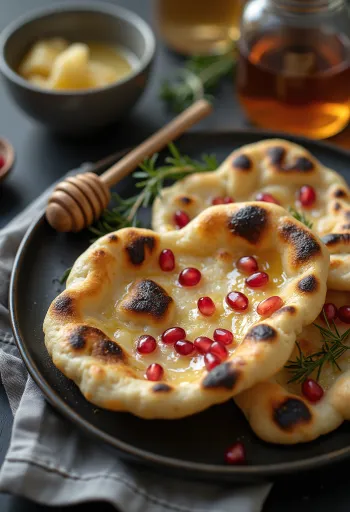 Naan med granateple servert
