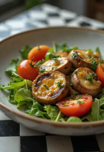 Grillet soppsalat med cherrytomater