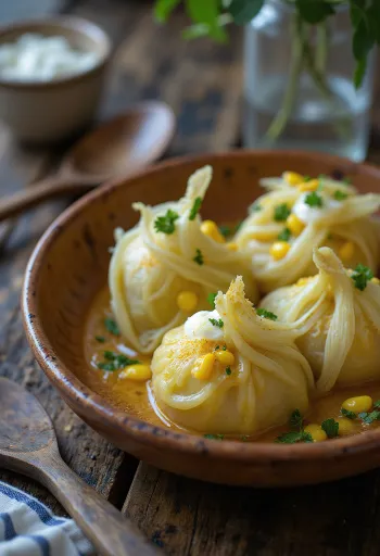 Humita andina med mais og rømme