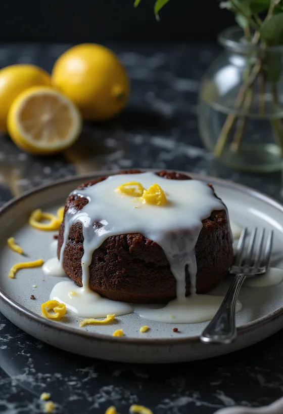 Kladdkaka med sitronglasur, deilig og fristende kake
