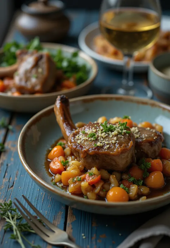 Ossobuco kalveskank servert med gremolata