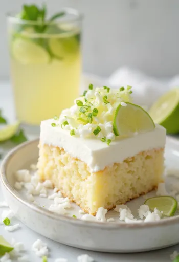 Lime- og kokoskake med pynt