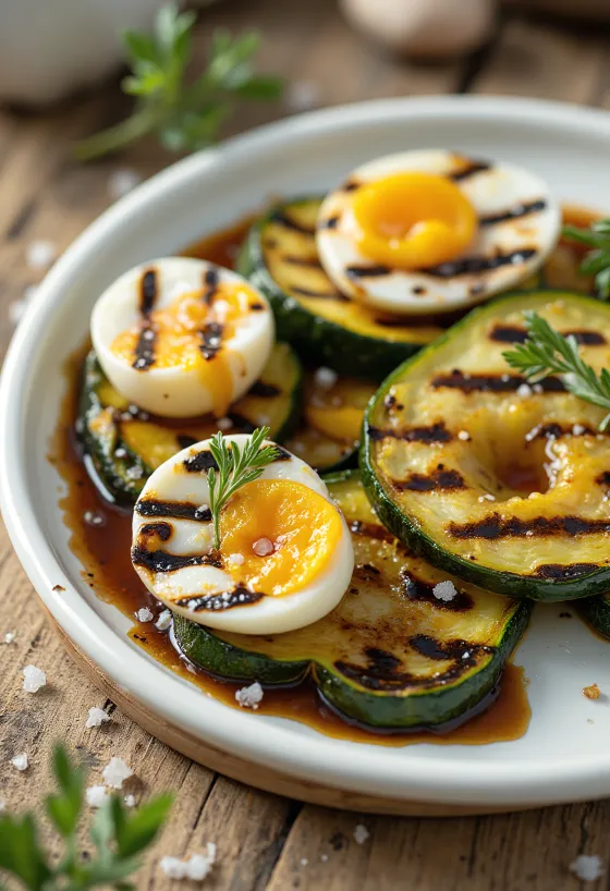 Grillede grønnsaker med balsamico på tallerken