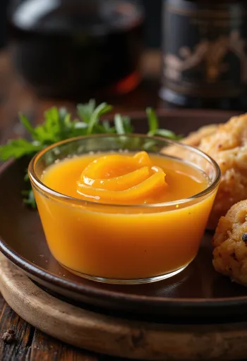 Ingefær- og appelsinsaus servert