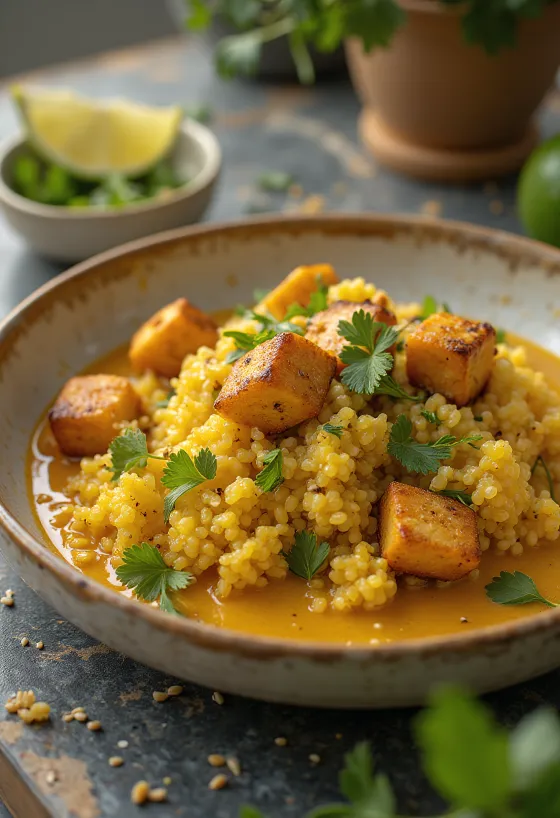 Lime-curry quinoa med tofu