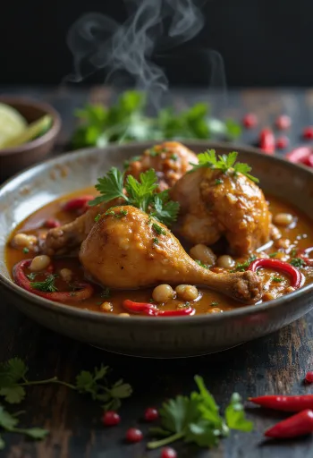 Satsivi kylling servert med nøttesaus