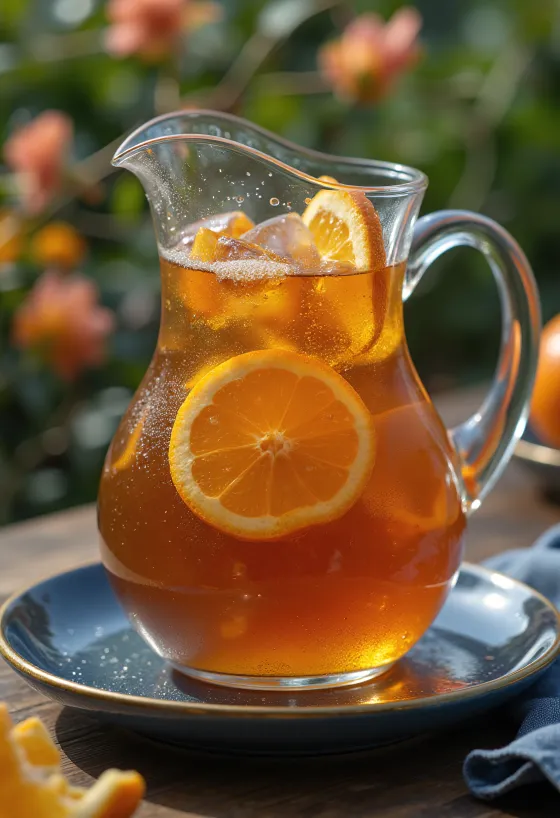 Appelsin- og honning-iste i glass