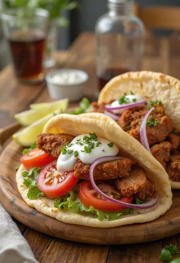 Pork Gyros, gresk svinekjøtt i pita med tzatzikisaus